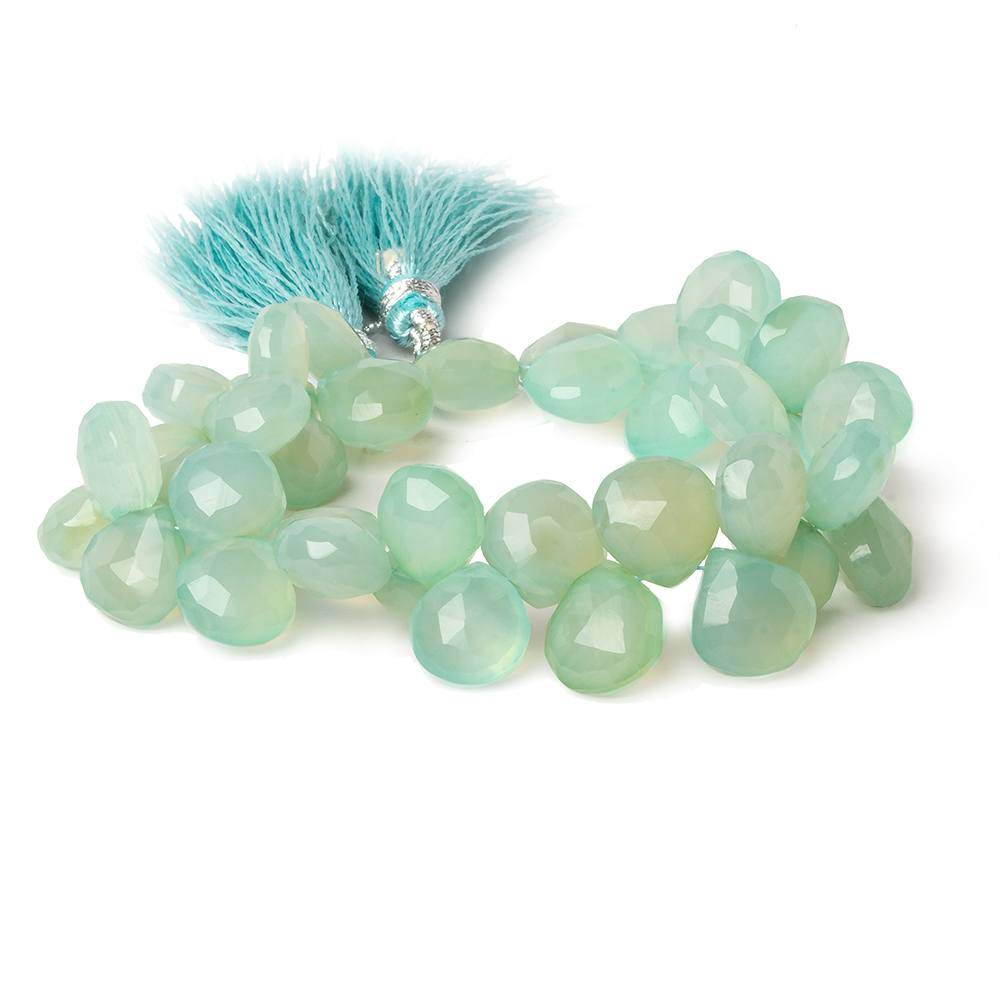 10-11mm SeaGreen Chalcedony Faceted Heart Beads 8 inch 40 pieces