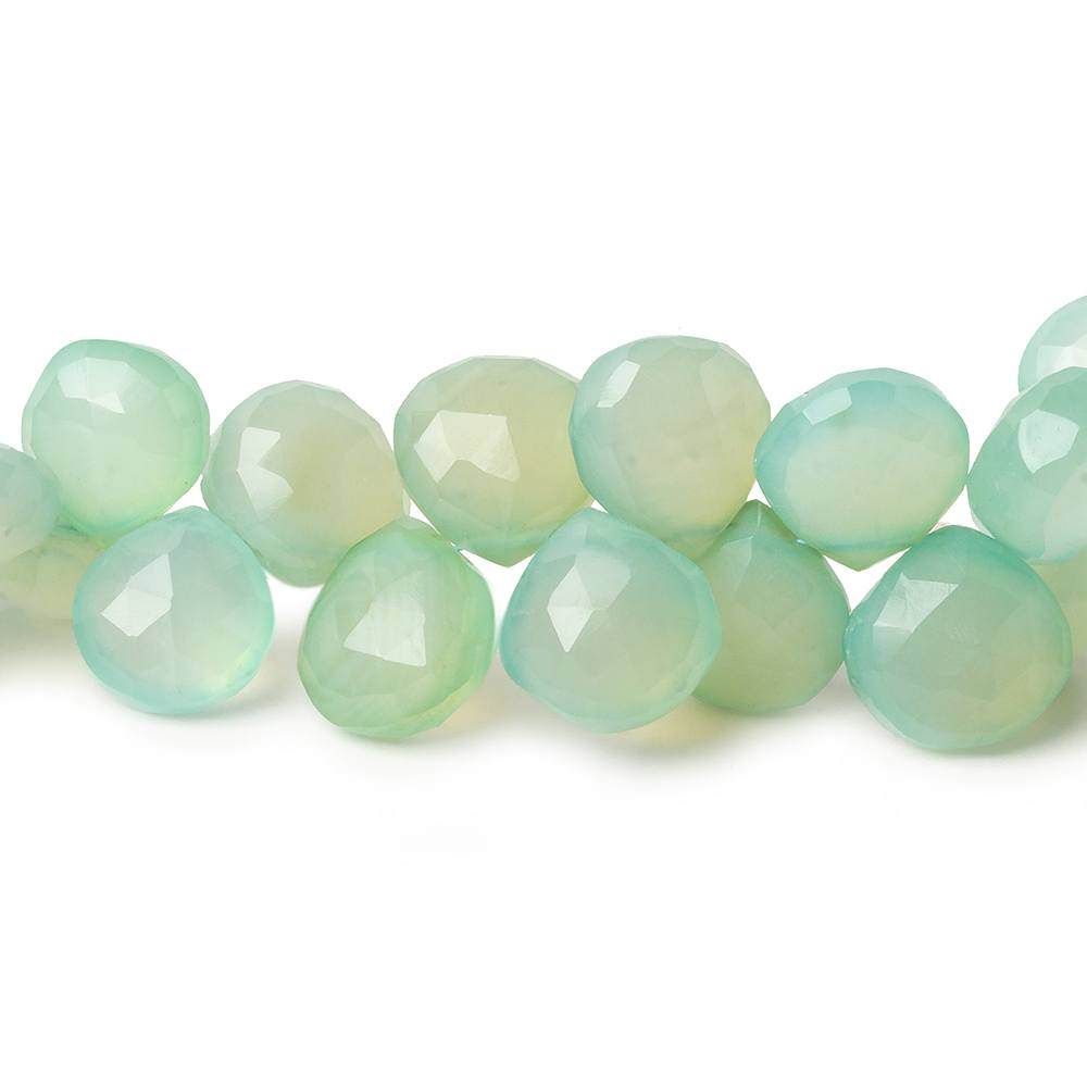 10-11mm SeaGreen Chalcedony Faceted Heart Beads 8 inch 40 pieces
