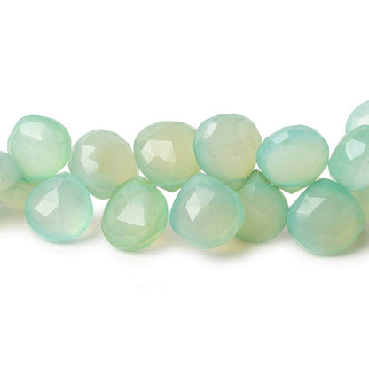 10-11mm SeaGreen Chalcedony Faceted Heart Beads 8 inch 40 pieces