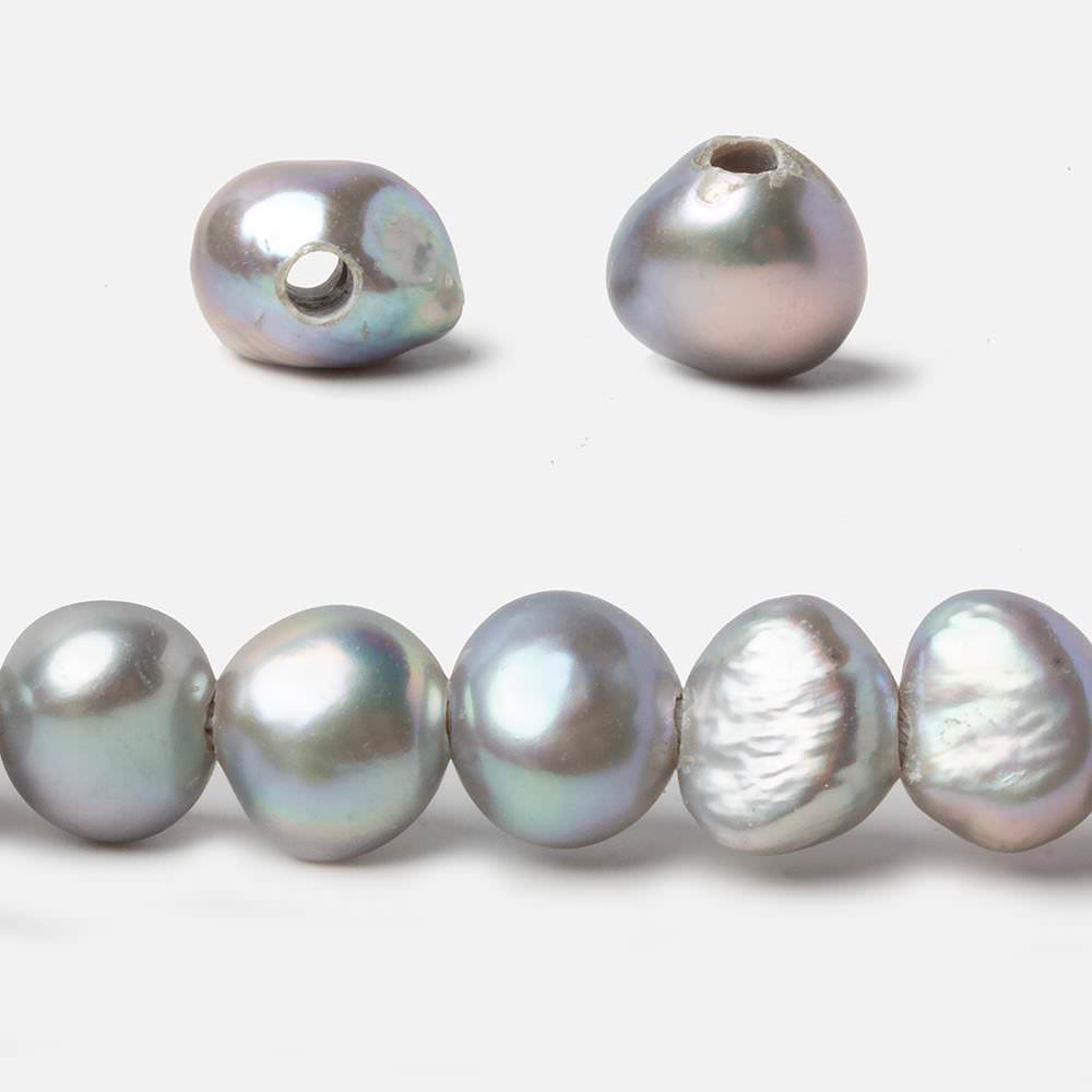 10-11mm Soft Rose' Silver 2.5mm Large Hole Baroque Freshwater Pearl 15 in. 43 pcs