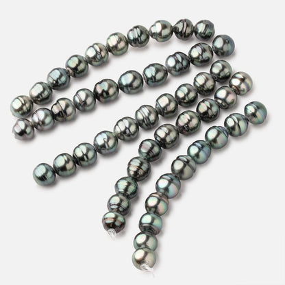 10-11mm Tahitian 2mm Large Hole Saltwater Pearls 4 inch 10 Beads AA