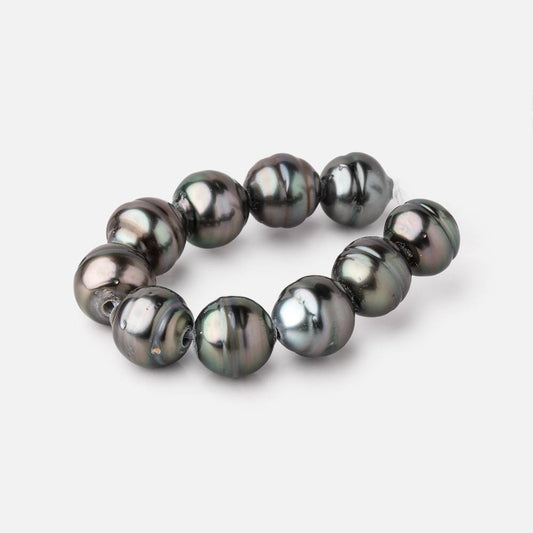 10-11mm Tahitian 2mm Large Hole Saltwater Pearls 4 inch 10 Beads AA