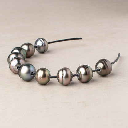 10-11mm Tahitian 2mm Large Hole Saltwater Pearls 4 inch 10 Beads AA