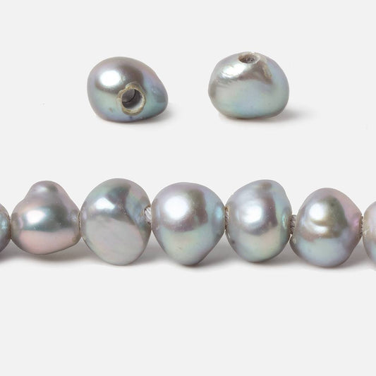 10-11mm Teal Silver Baroque large hole Freshwater Pearls 16 inch 50 pieces