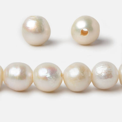 10-12mm Cream White Button & Baroque Large Hole pearls 8 inch 18 pieces