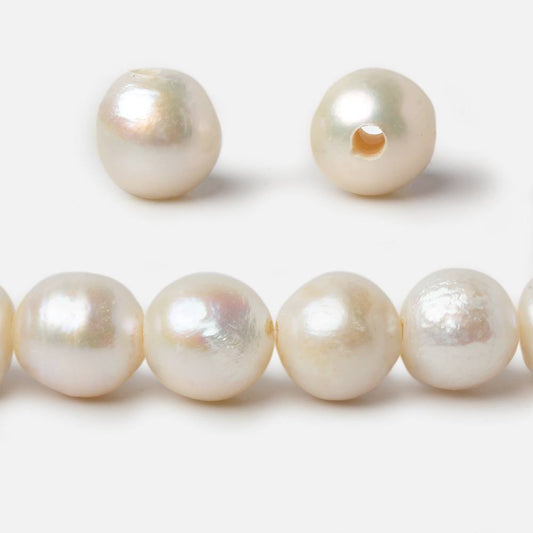 10-12mm Cream White Button & Baroque Large Hole pearls 8 inch 18 pieces