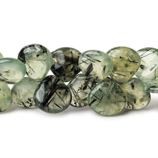 10-12mm Dendritic Prehnite Plain Heart Beads 7.5 inch 43 pieces