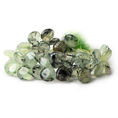 10-12mm Dendritic Prehnite Plain Heart Beads 7.5 inch 43 pieces