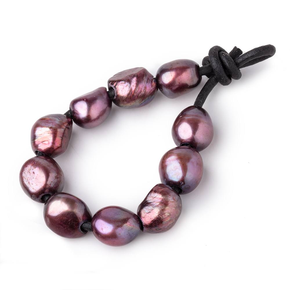 10-12mm Dusty Rose Large Hole Baroque Pearls Set of 10
