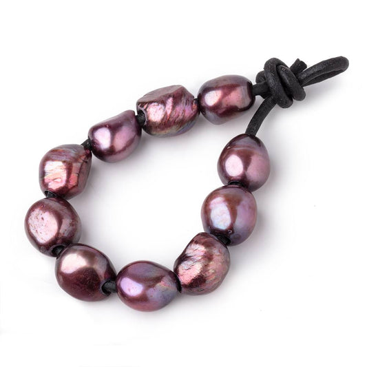 10-12mm Dusty Rose Large Hole Baroque Pearls Set of 10
