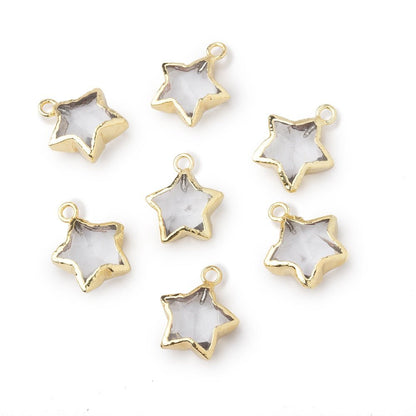 10-12mm Gold Leafed Crystal Quartz Faceted Star Focal Pendant 1 piece