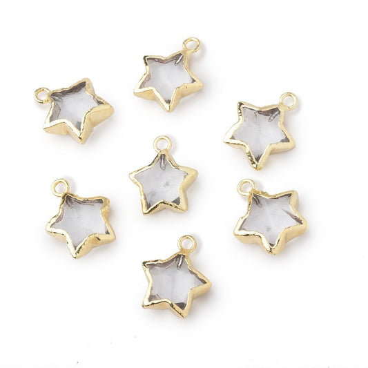 10-12mm Gold Leafed Crystal Quartz Faceted Star Focal Pendant 1 piece