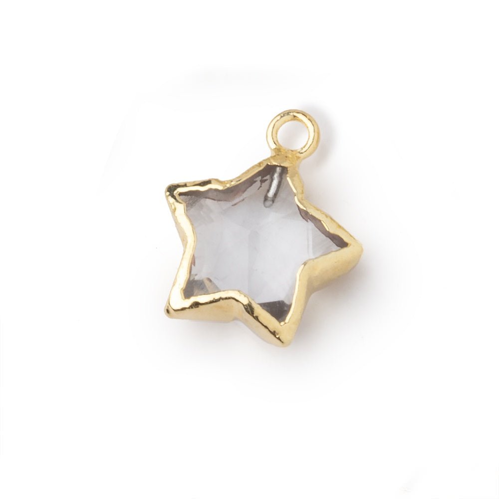 10-12mm Gold Leafed Crystal Quartz Faceted Star Focal Pendant 1 piece