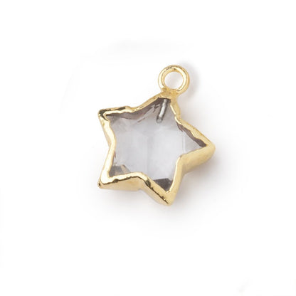 10-12mm Gold Leafed Crystal Quartz Faceted Star Focal Pendant 1 piece
