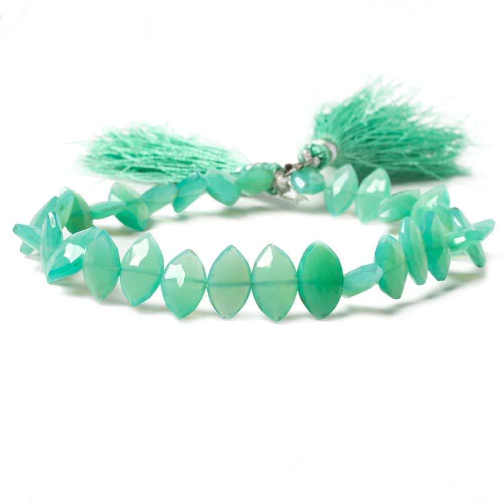 10-12mm Green Chalcedony Side Drilled Faceted Marquise Beads 8 inch 30 pieces