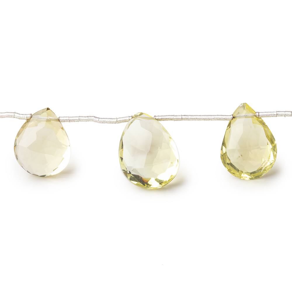 10-12mm Lemon Quartz Faceted Pear Beads 6.5 inch 11 pieces