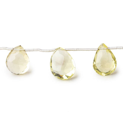 10-12mm Lemon Quartz Faceted Pear Beads 6.5 inch 11 pieces