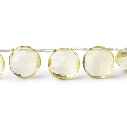 10-12mm Lemon Quartz Top Drill Faceted Coin Beads 7 inch 15 pieces