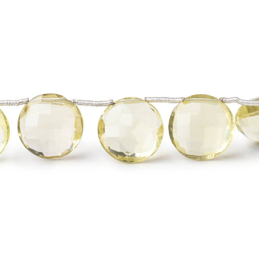10-12mm Lemon Quartz Top Drill Faceted Coin Beads 7 inch 15 pieces
