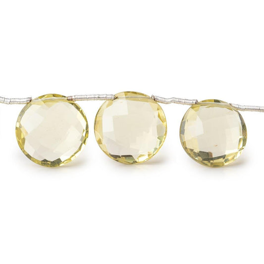 10-12mm Lemon Quartz Top Drilled Faceted Coin Beads 7 inch 15 pieces