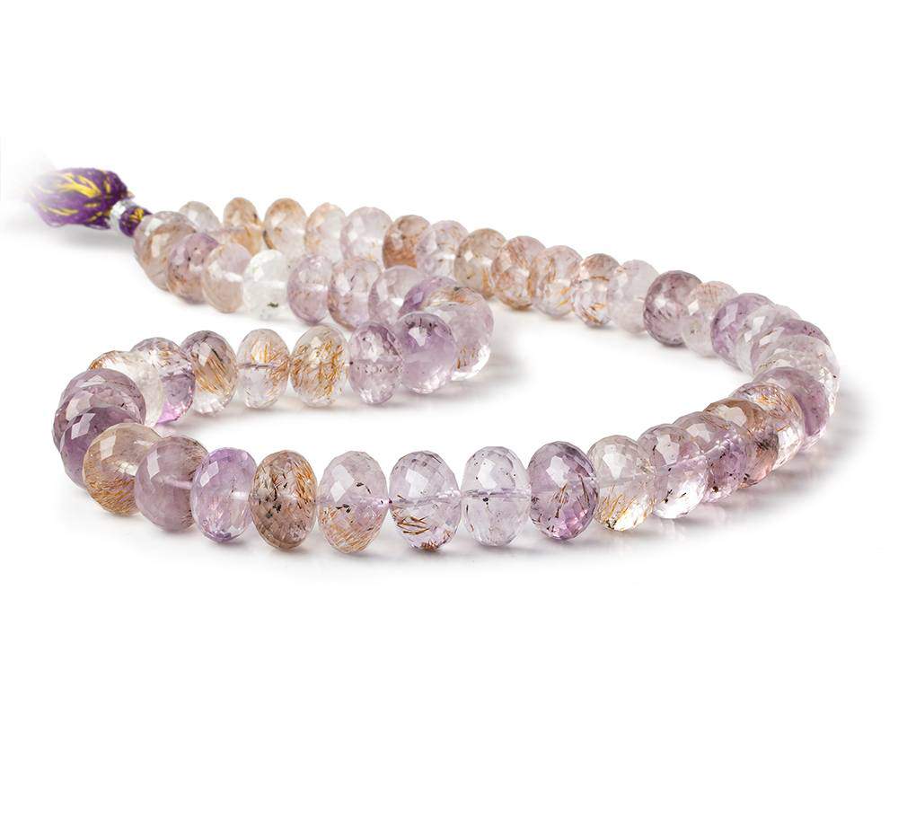 10-12mm Mossy Amethyst Faceted Rondelle Beads 16 inch 54 pieces AAA