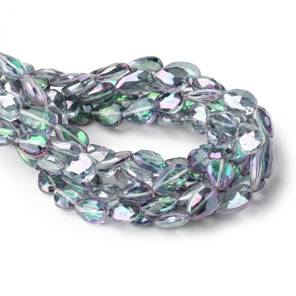 10-12mm Mystic White Topaz Straight Drill Faceted Pears 9 inch 19 Beads