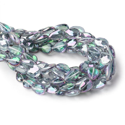 10-12mm Mystic White Topaz Straight Drill Faceted Pears 9 inch 19 Beads