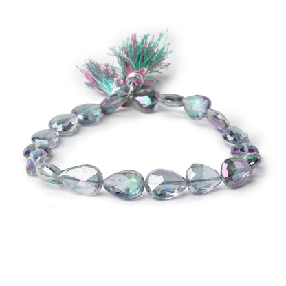 10-12mm Mystic White Topaz Straight Drill Faceted Pears 9 inch 19 Beads