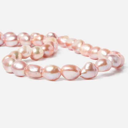 10-12mm Orangy Pink Baroque Straight Drill 2.5mm large hole Pearl 35 pcs