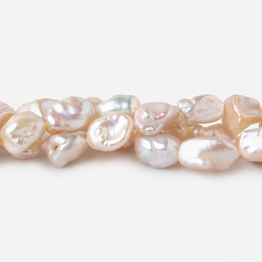 10-12mm Peach Straight Drilled Keshi Freshwater Pearls 15.5 inch 38 pieces