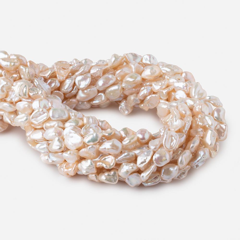 10-12mm Peach Straight Drilled Keshi Freshwater Pearls 15.5 inch 38 pieces