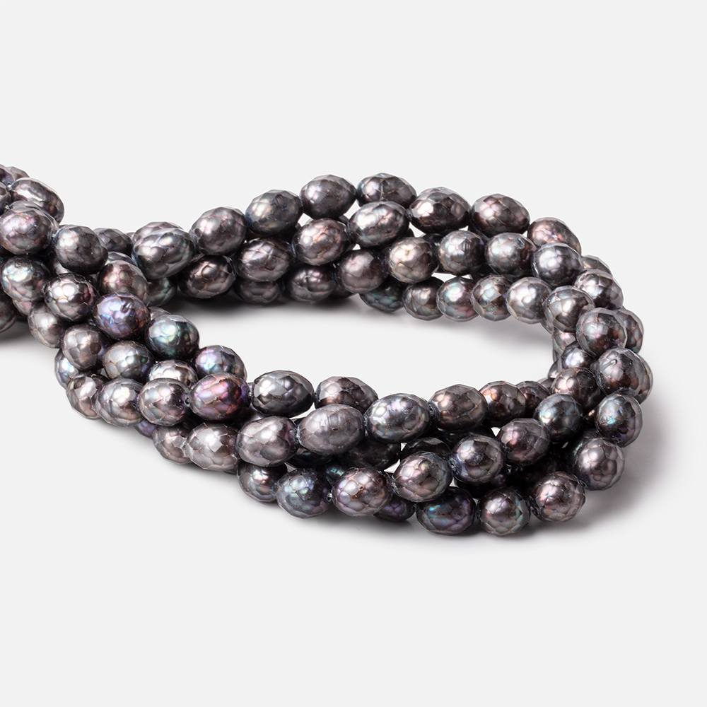 10-12mm Peacock Faceted Oval Freshwater Pearls 15.5 inch 33 beads