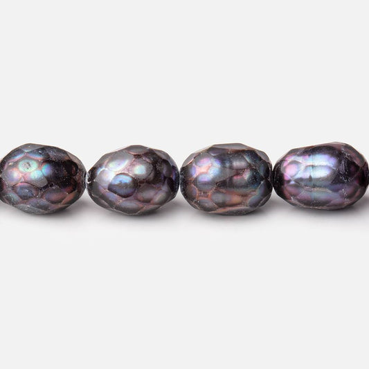 10-12mm Peacock Faceted Oval Freshwater Pearls 15.5 inch 33 beads
