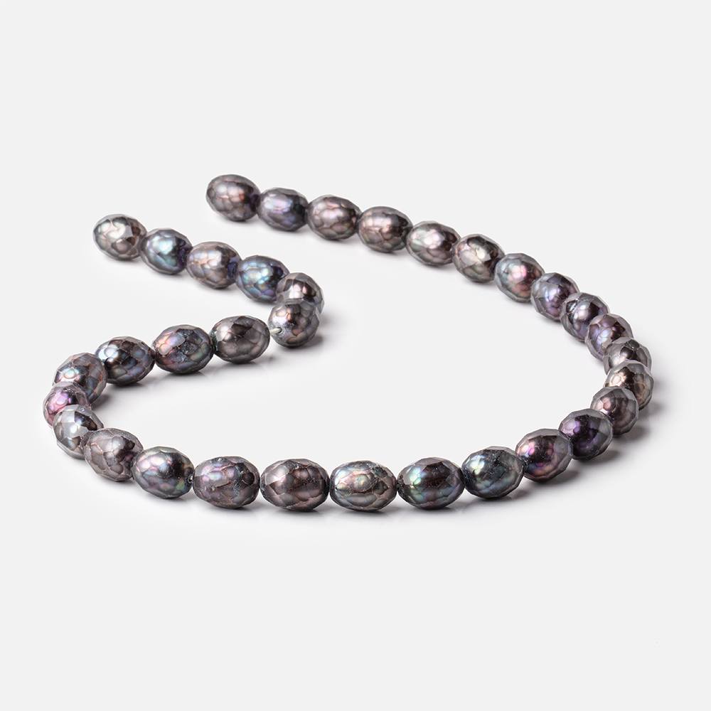 10-12mm Peacock Faceted Oval Freshwater Pearls 15.5 inch 33 beads
