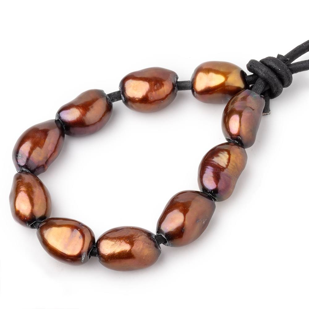 10-12mm Reddish Brown Large Hole Baroque Pearls Set of 10