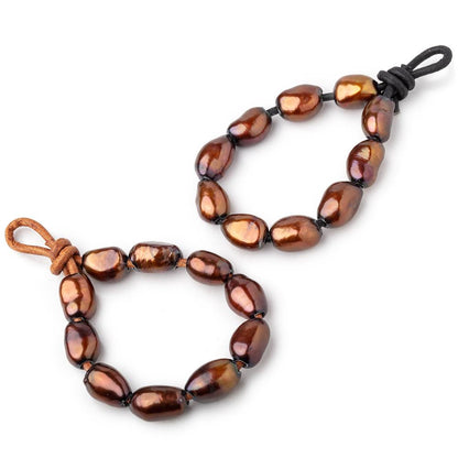 10-12mm Reddish Brown Large Hole Baroque Pearls Set of 10