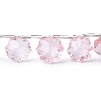 10-12mm Rose Quartz Concave Faceted Starburst Beads 8.5 inch 15 pieces AAA