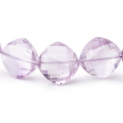 10-14.5mm Pink Amethyst Checkerboard Faceted Pillow Beads 16 inch 32 pieces