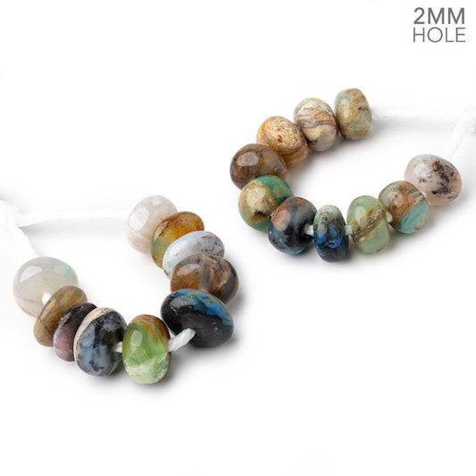 10-13mm Blue Peruvian Opal 2mm Large Hole Plain Rondelle Lot of 2 Sets