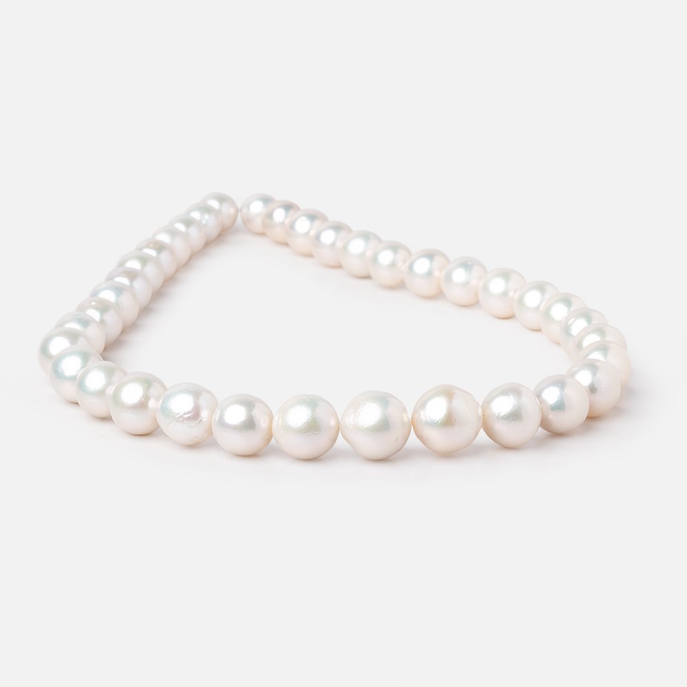 10-13mm Creamy White Off Round Freshwater Pearls 16 inch 36 Beads AA