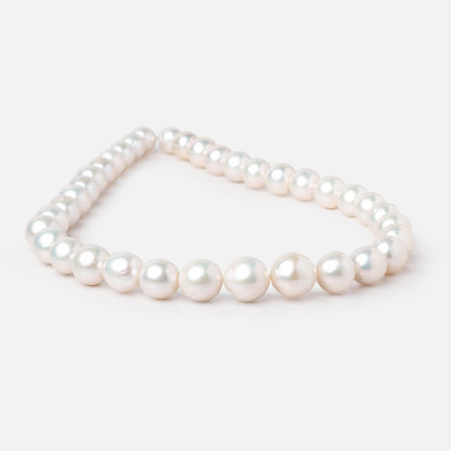 10-13mm Creamy White Off Round Freshwater Pearls 16 inch 36 Beads AA
