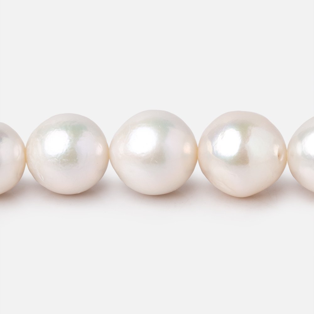 10-13mm Creamy White Off Round Freshwater Pearls 16 inch 36 Beads AA