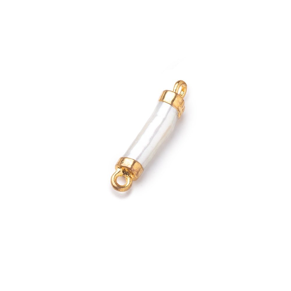 10-13mm Gold Leafed White Biwa Freshwater Pearl Connector 1 piece