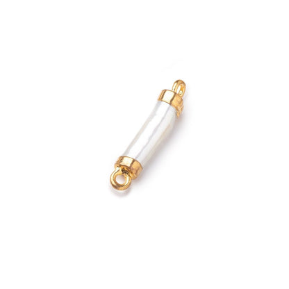 10-13mm Gold Leafed White Biwa Freshwater Pearl Connector 1 piece
