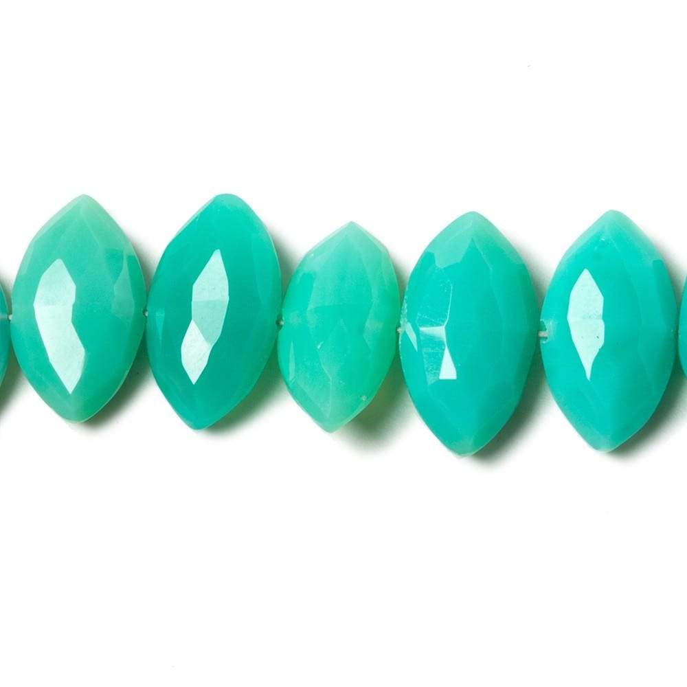 10-13mm Mint Green Chalcedony Side Drilled Faceted Marquise Beads 8 inch 29 pcs