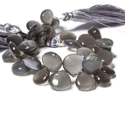 10-13mm Platinum Moonstone plain heart 7.75 inch 38 Beads