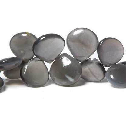 10-13mm Platinum Moonstone plain heart 7.75 inch 38 Beads