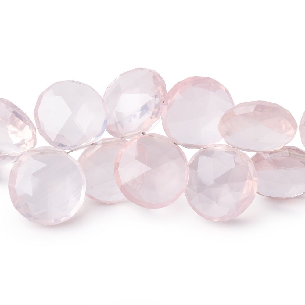 10-13mm Rose Quartz Top Drilled Faceted Coins 8.5 inch 40 Beads