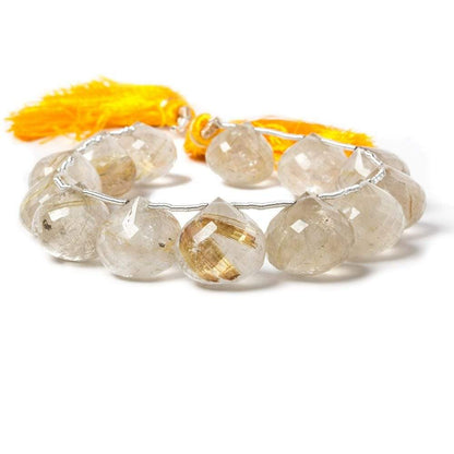 10-13mm Rutilated Quartz Faceted `Candy Kiss` 7 inch 13 pieces