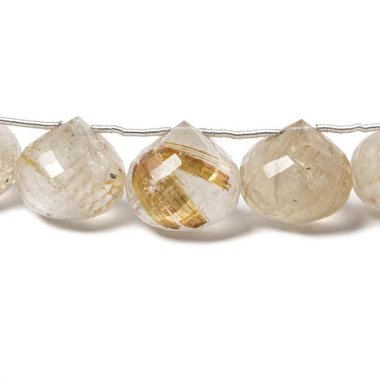 10-13mm Rutilated Quartz Faceted `Candy Kiss` 7 inch 13 pieces